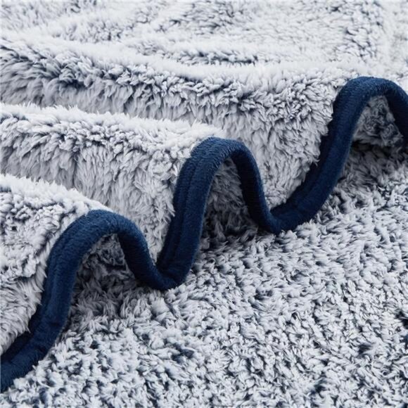 Soft Sherpa Throw Blanket Fleece Reversible Plush Fluffy Blanket, Light - Picture 4 of 7